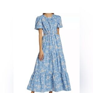 Wayf Blue and White Floral Maxi Dress